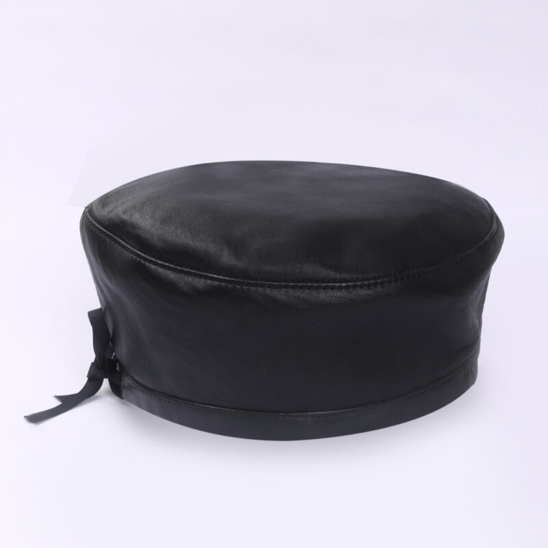 Leather Heritage Cap Plain Black Arab-Inspired Headwear